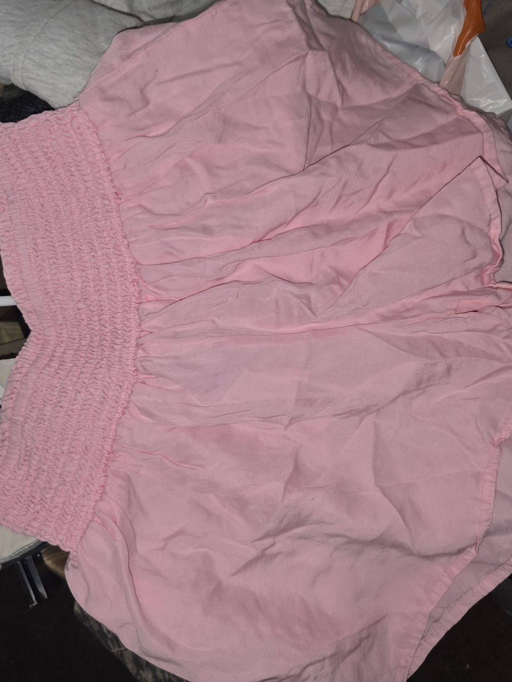 Love Tree Pink Smocked High Waist Flared Shorts